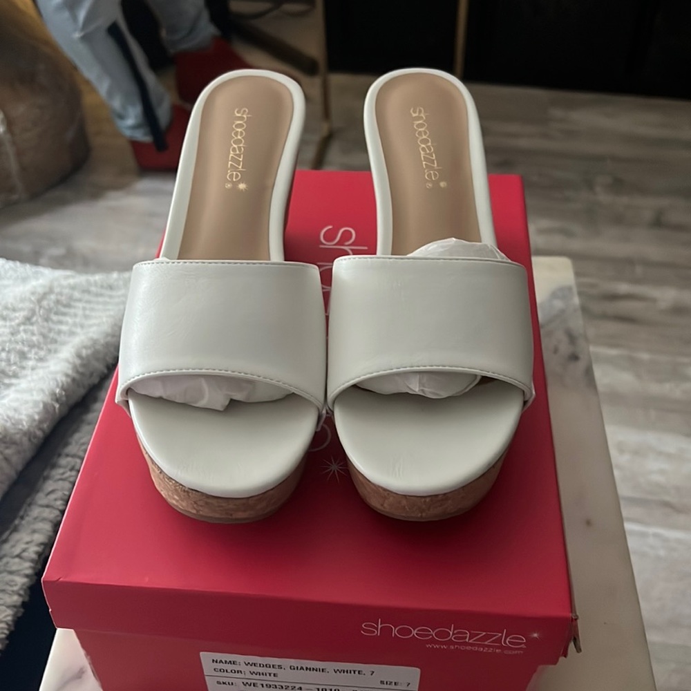 white wedge cork sandals
